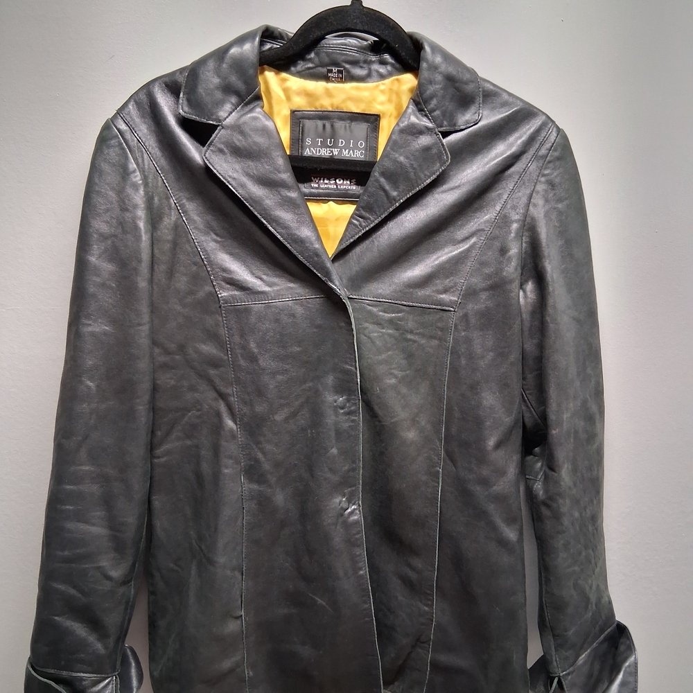 Studio Andrew Marc Wilsons Women's Black Leather Jacket Vintage Size Medium Used